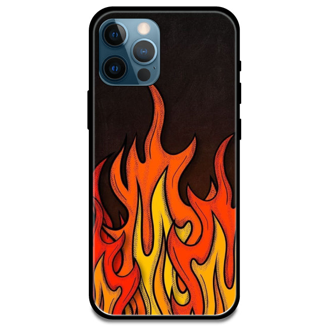 'Flames - Glossy Metal Silicone Case For Apple iPhone 14 Pro