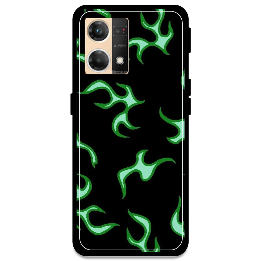 Green Flames - Armor Case For Oppo Models Oppo F21 Pro 4G