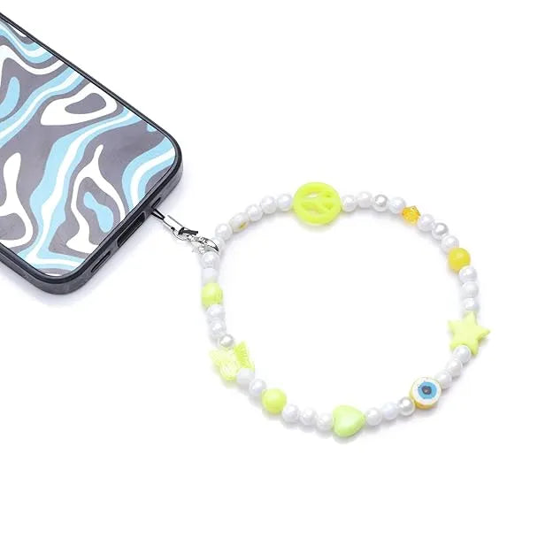 Yellow And Blue Peace - A Combo Of 2 Round Phone Charms with Case