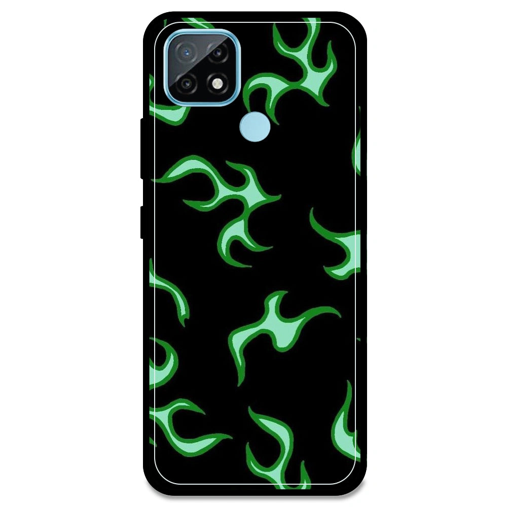 Green Flames - Armor Case For Realme Models Realme C21 (2021)