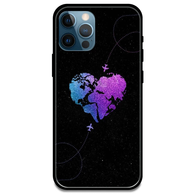 Travel Heart - Glossy Metal Silicone Case For Apple iPhone Models- Apple iPhone 15 Pro