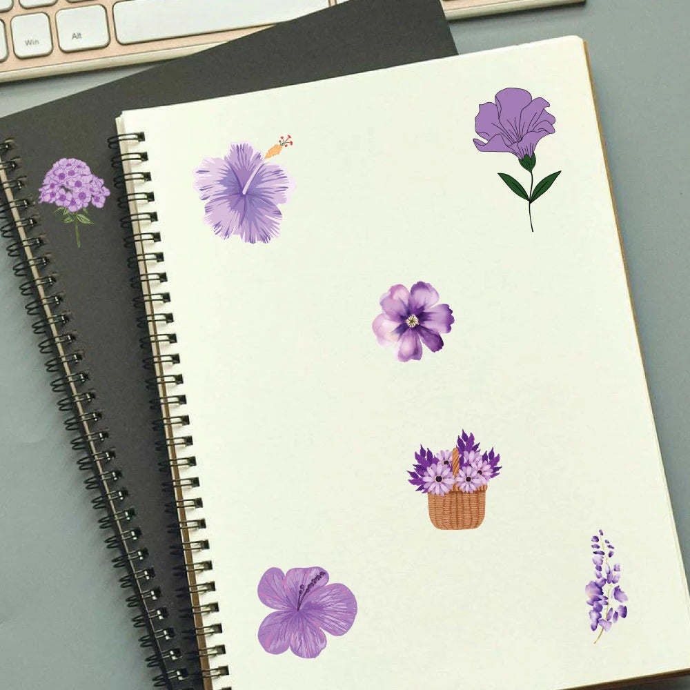 Purple Sticker Bundle – 46 Waterproof Aesthetic Stickers Infographic