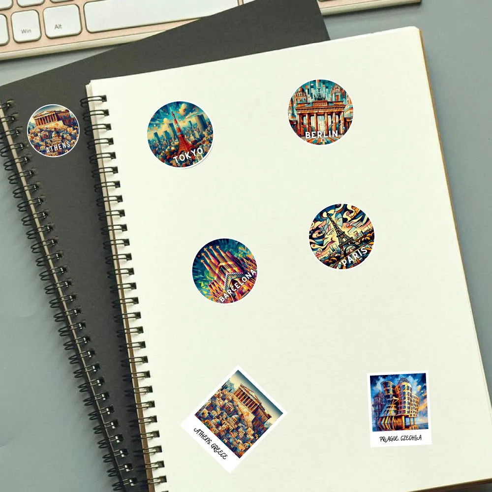 Famous Places Sticker Bundle – 39 Waterproof Aesthetic Stickers Infographic
