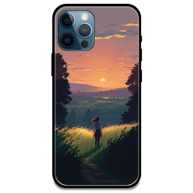 'Girl And The Mountains - Glossy Metal Silicone Case For Apple iPhone 15 Pro
