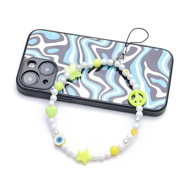 Yellow And Blue Peace - A Combo Of 2 Round Phone Charms with Case