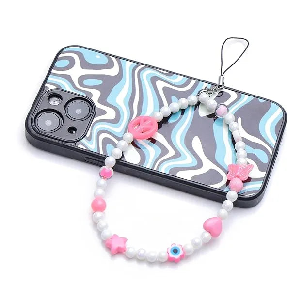 Pink And Blue Peace - A Combo Of 2 Round Phone Charms WITH CASE