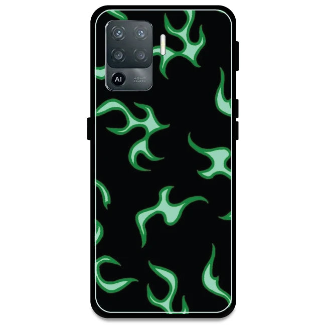 Green Flames - Armor Case For Oppo Models Oppo F19 Pro
