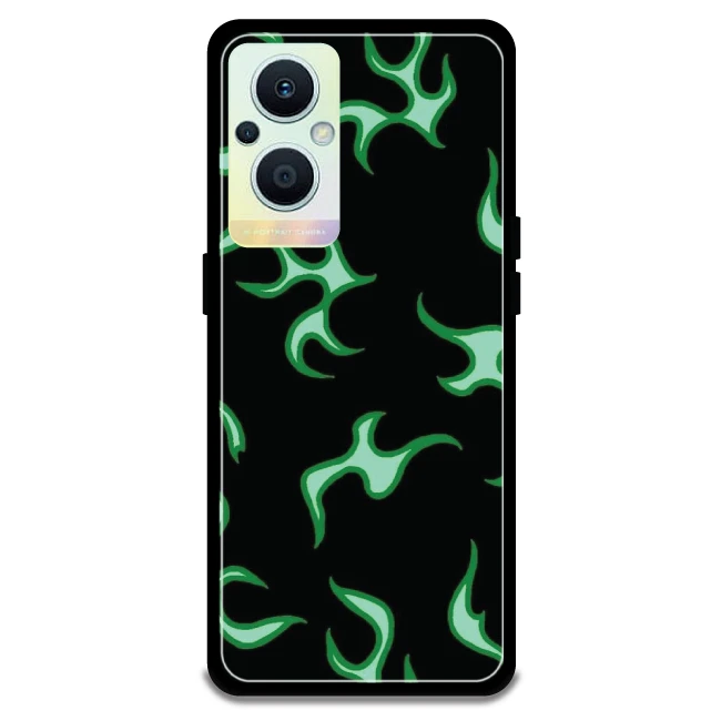 Green Flames - Armor Case For Oppo Models Oppo F21 Pro 5G