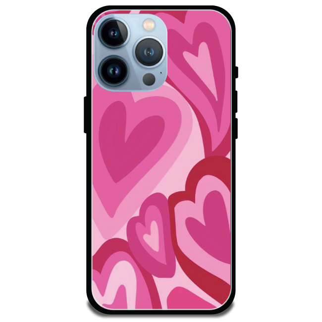 'Pink Mini Hearts - Glossy Metal Silicone Case For Apple iPhone 13 Pro Max
