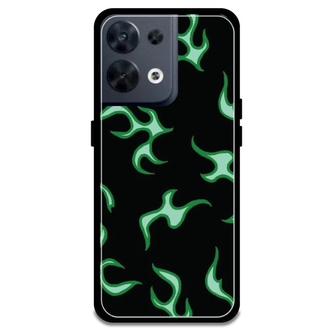 Green Flames - Armor Case For Oppo Models Oppo Reno 8 5G