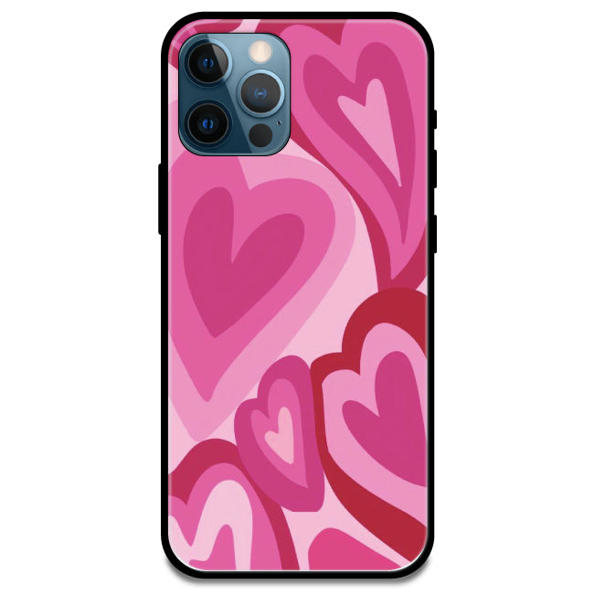 'Pink Mini Hearts - Glossy Metal Silicone Case For Apple iPhone 14 Pro