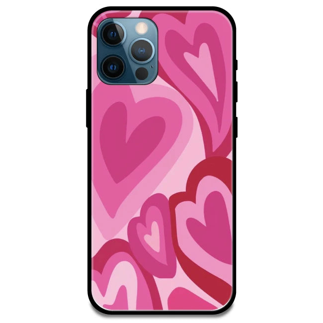 'Pink Mini Hearts - Glossy Metal Silicone Case For Apple iPhone 15 Pro
