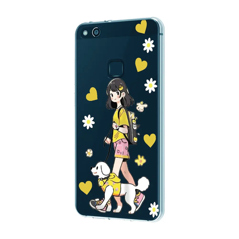 Yellow Girl And Dog - Clear Printed Silicone Case For Apple iPhone Models- infographic
