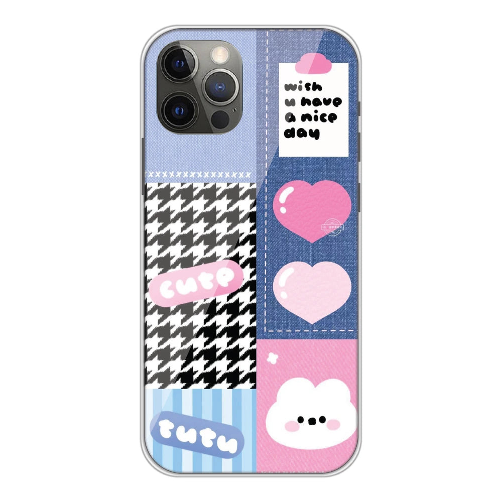 Cute Pink Bear Collage - Silicone Case For Apple iPhone Models apple iphone 12 pro