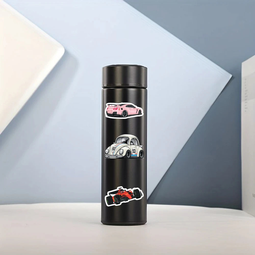 Car Racing Stickers Pack – 40 Supercar Waterproof Stickers Infographic