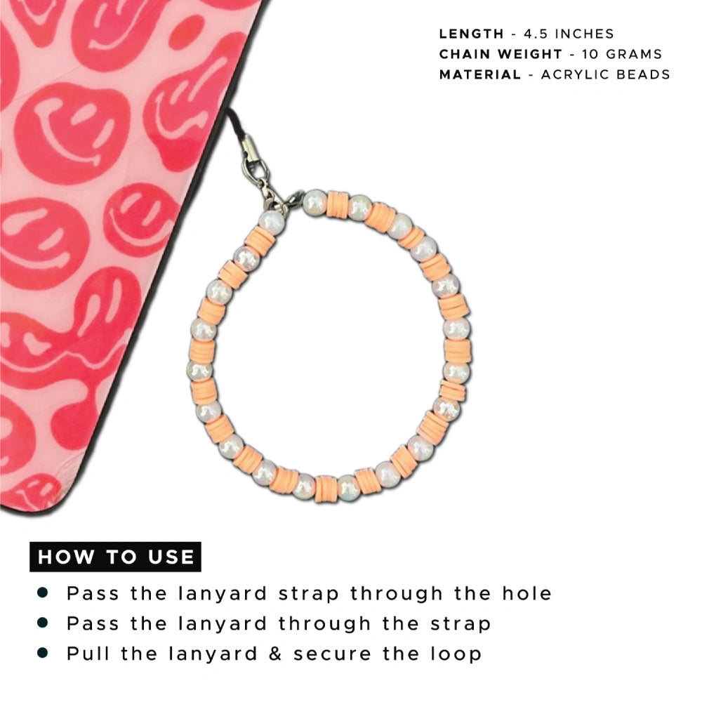 Yellow And Orange Clay Beads With Pearl - A Combo Of 2 Mini Round Phone Charms