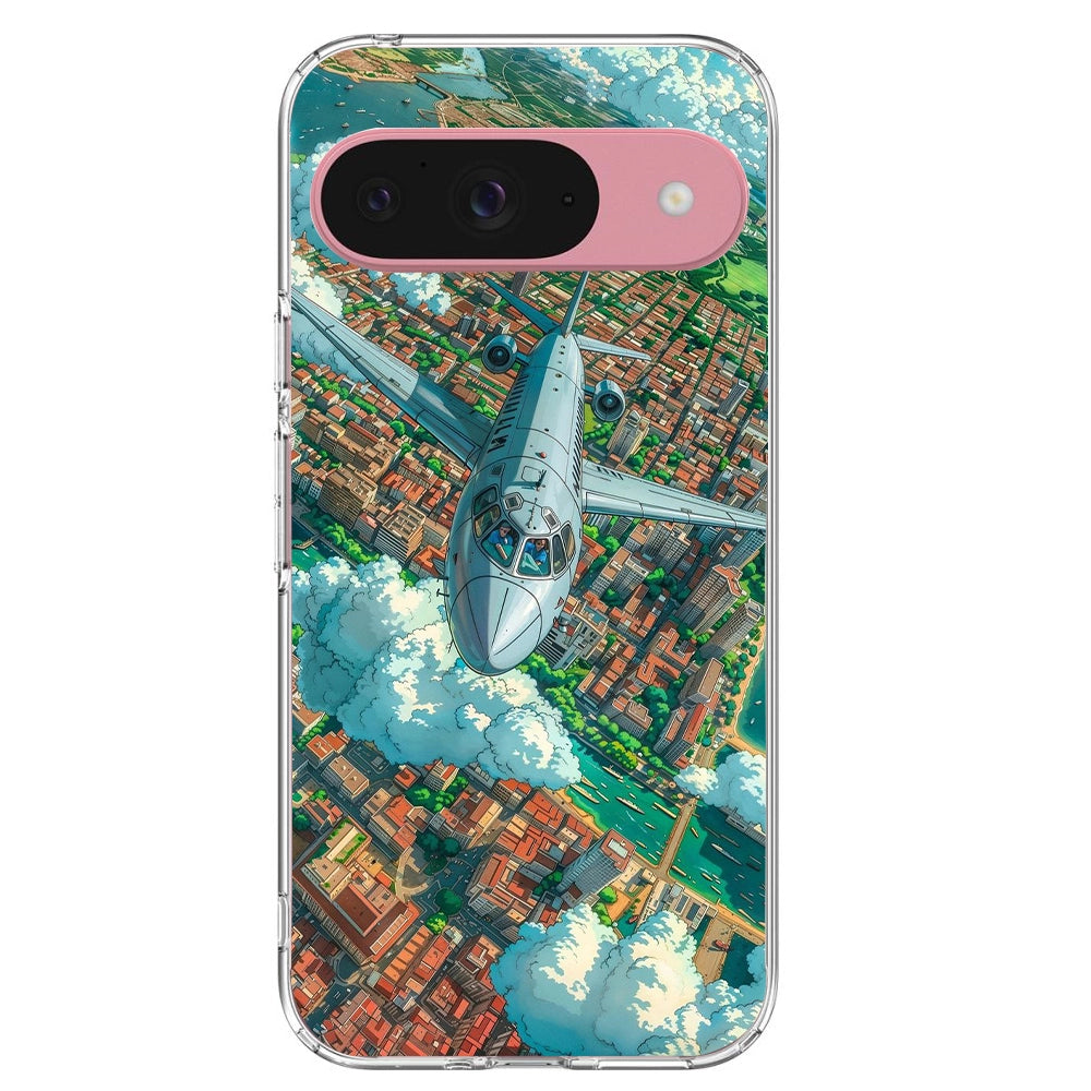 Flying Over City - Printed Silicone Case For Google Pixel Infographic