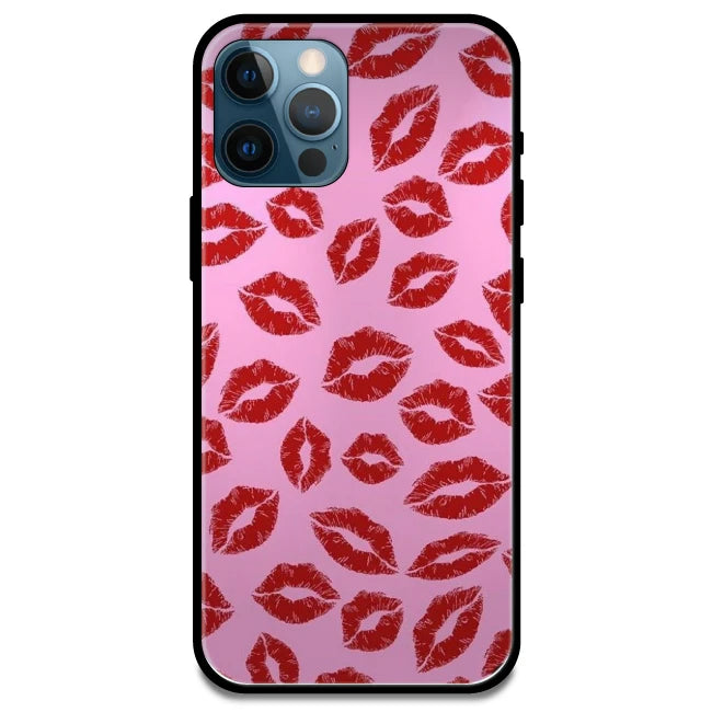 Kisses - Glossy Metal Silicone Case For Apple iPhone Models- Apple iPhone 15 Pro