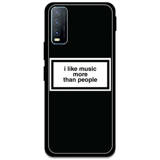 'I Like Music More Than People' - Glossy Metal Silicone Case For Vivo Models