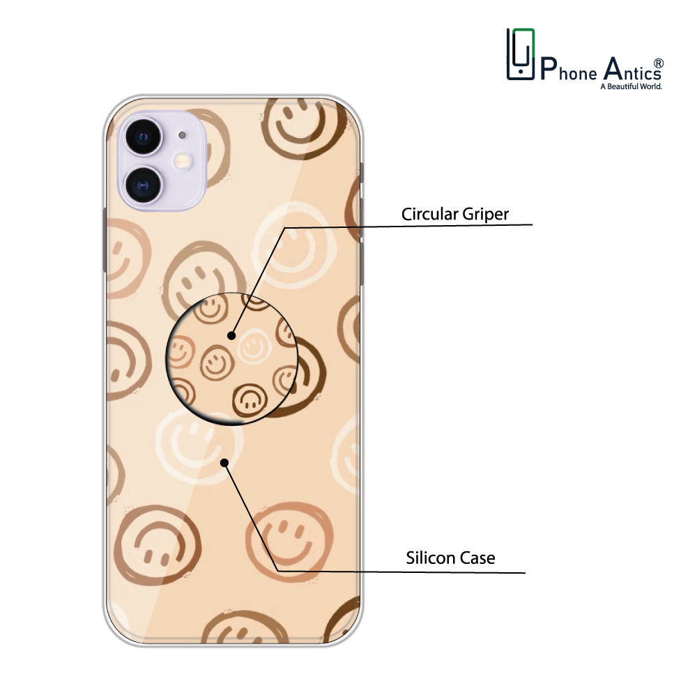 Brown Smilies - Silicone Grip Case For Apple iPhone Infographic