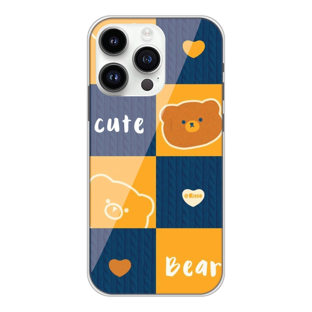 Cute Bear Collage - Silicone Case For Apple iPhone Models apple iphone 14 pro