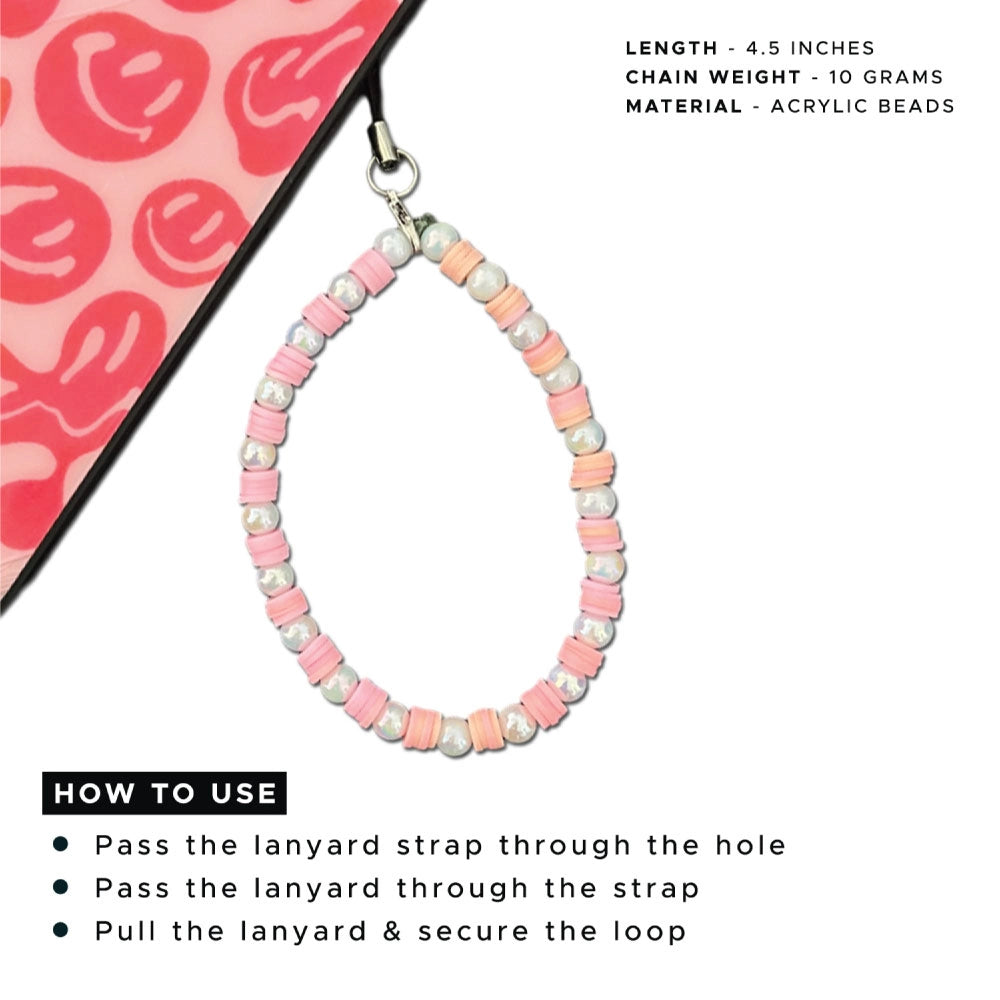 Baby Pink And Orange Clay Beads With Pearl - A Combo Of 2 Phone Charmsinfographic