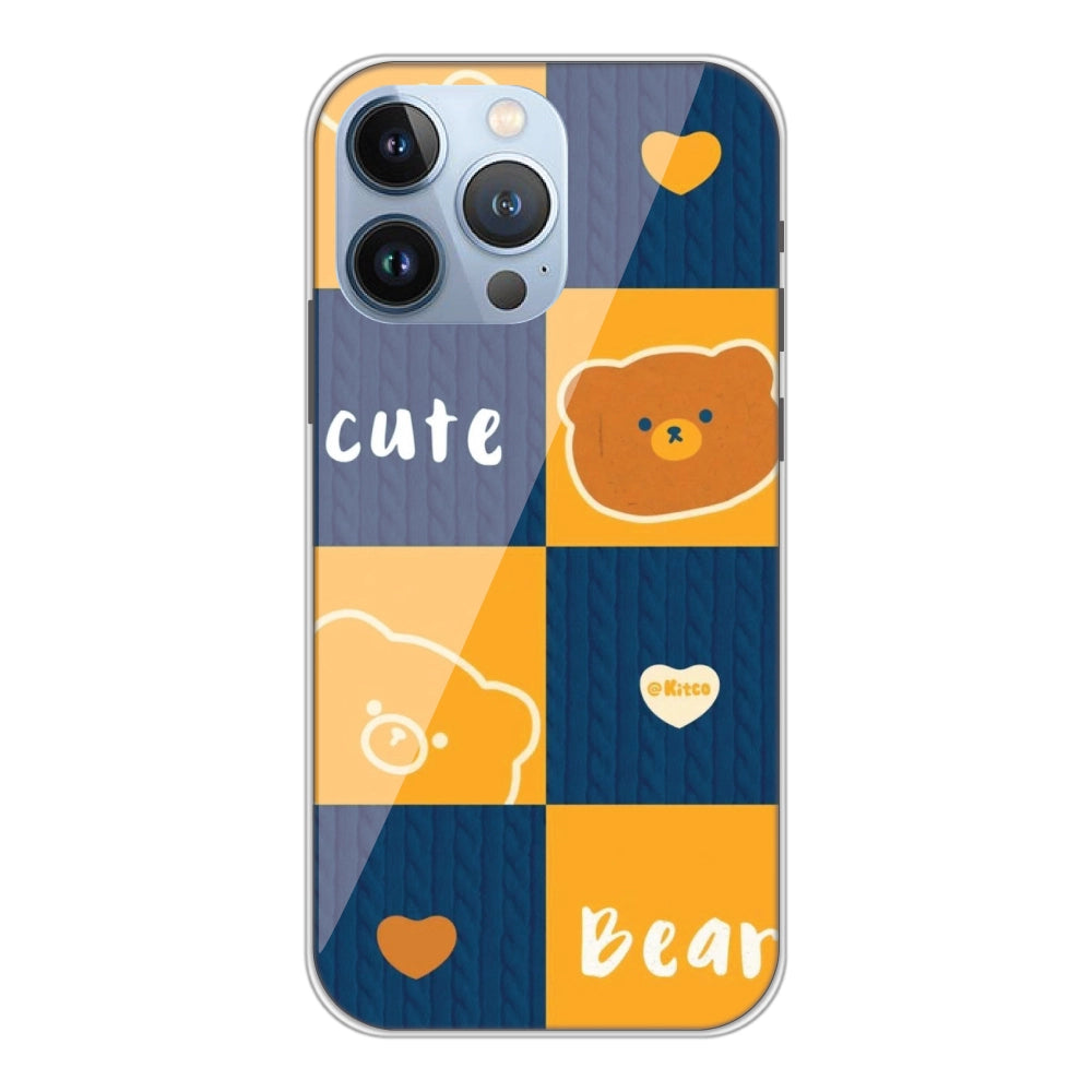 Cute Bear Collage - Silicone Case For Apple iPhone Models apple iphone 13 pro