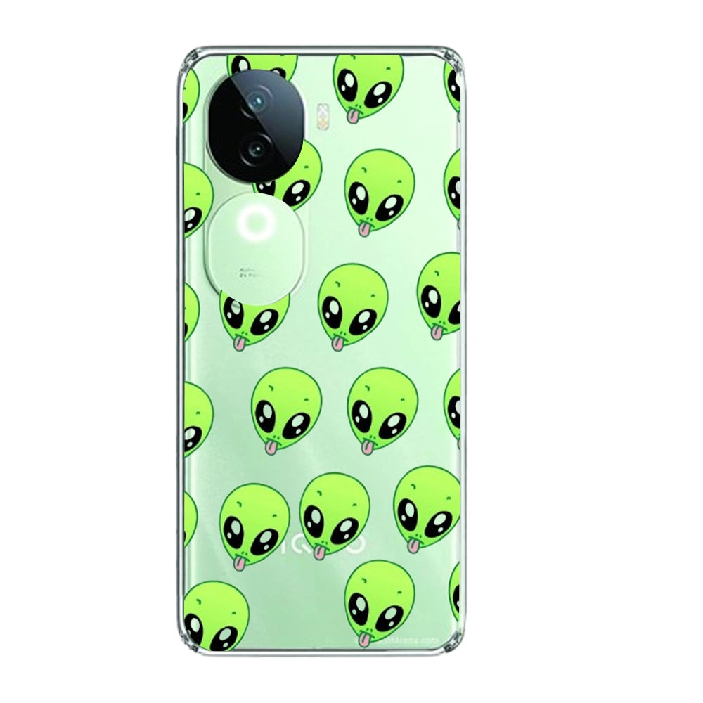 Alien - Clear Printed Silicone Case For IQOO Infographic
