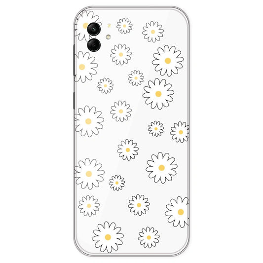 White Flowers - Clear Printed Silicone Case For Samsung Galaxy A04