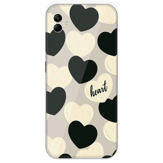 Black And White Heart - Printed Silicone Case For Samsung Galaxy A04