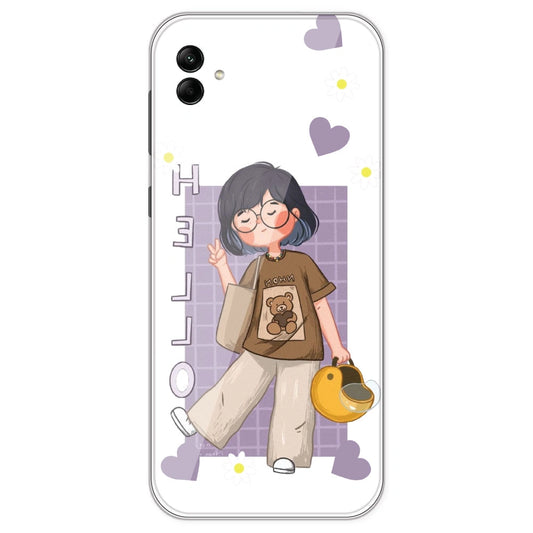 Introvert Girl - Clear Printed Silicone Case For Samsung Galaxy A04