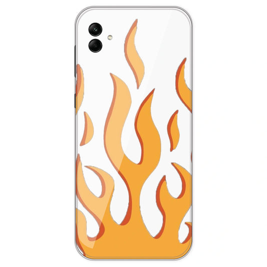 Orange Flames - Clear Printed Silicone Case For Samsung Galaxy A04