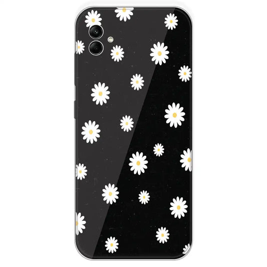 White And Black Flower - Printed Silicone Case For Samsung Galaxy A04