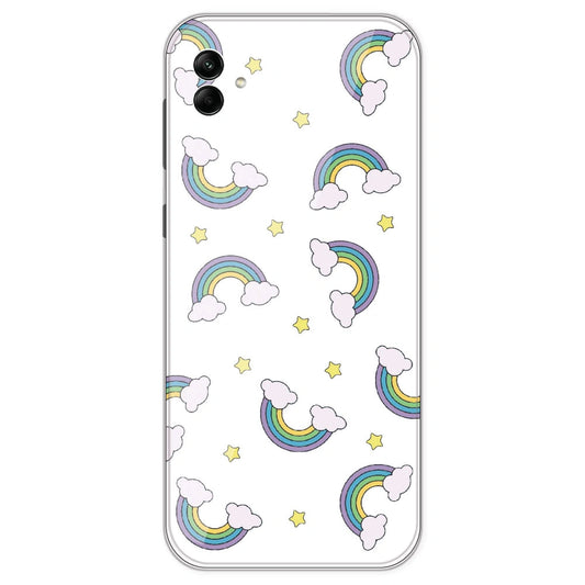 Rainbow With Clouds - Clear Printed Silicone Case For Samsung Galaxy A04