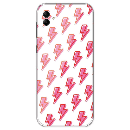 Pink Lightning Bolts - Clear Printed Silicone Case For Samsung Galaxy A04