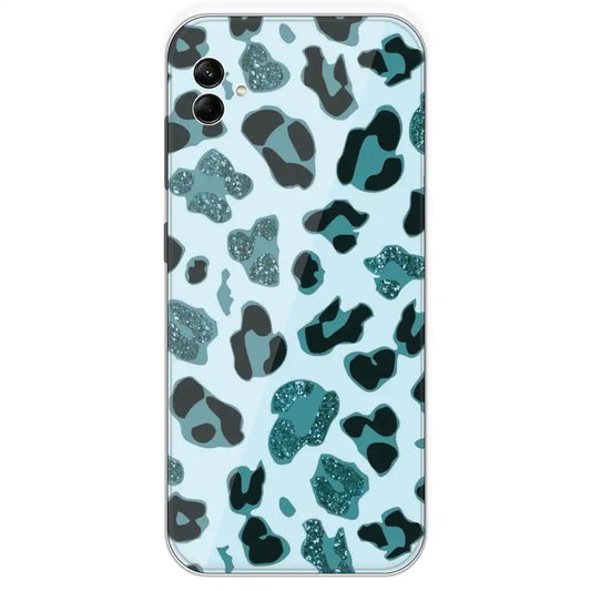 Blue Leopard Glitter Print - Printed Silicone Case For Samsung Galaxy A04
