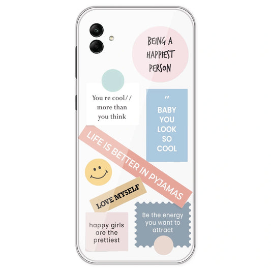 Be Happy - Clear Printed Silicone Case For Samsung Galaxy A04