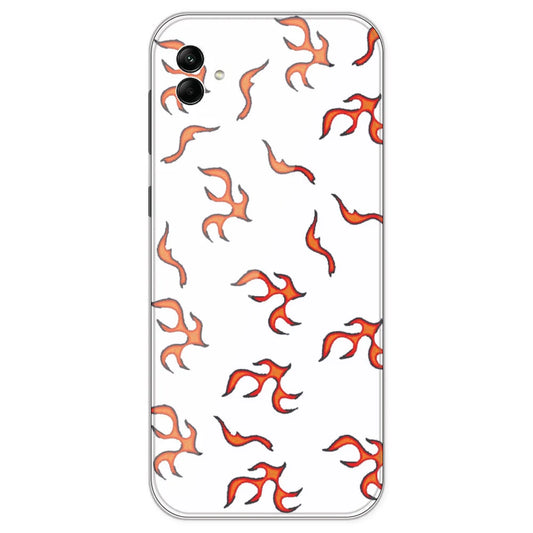 Orange Mini Flames - Clear Printed Silicone Case For Samsung Galaxy A04