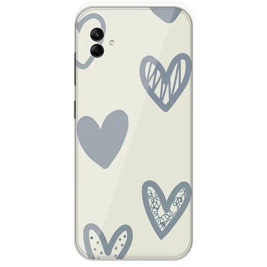 Light Blue Hearts - Printed Silicone Case For Samsung Galaxy A04