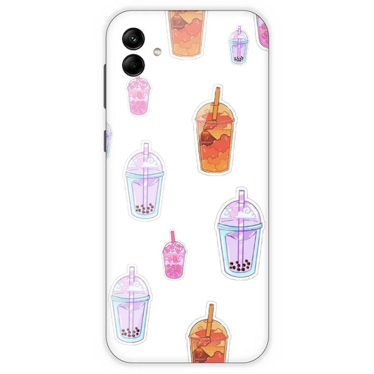 Bubble Tea - Clear Printed Silicone Case For Samsung Galaxy A04