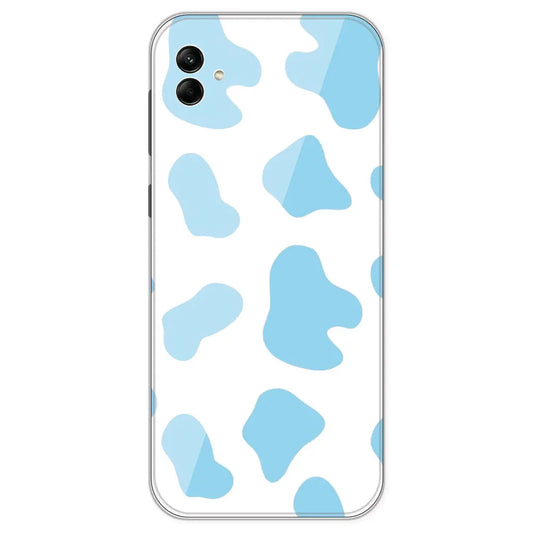 Blue Cow Print - Clear Printed Silicone Case For Samsung Galaxy A04