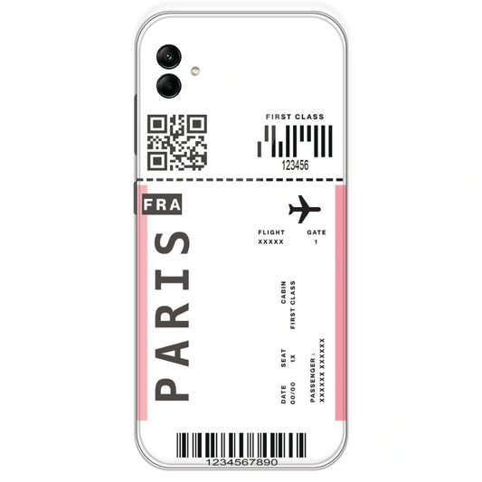Paris Ticket - Clear Printed Silicone Case For Samsung Galaxy A04