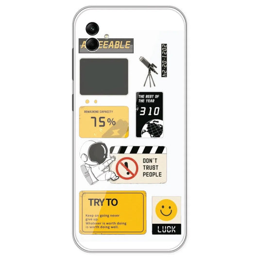 Space - Clear Printed Silicone Case For Samsung Galaxy A04