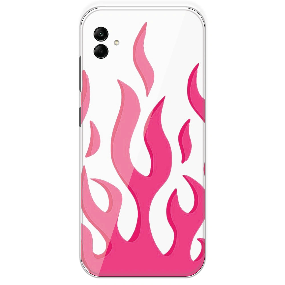Pink Flames - Clear Printed Silicone Case For Samsung Galaxy A04