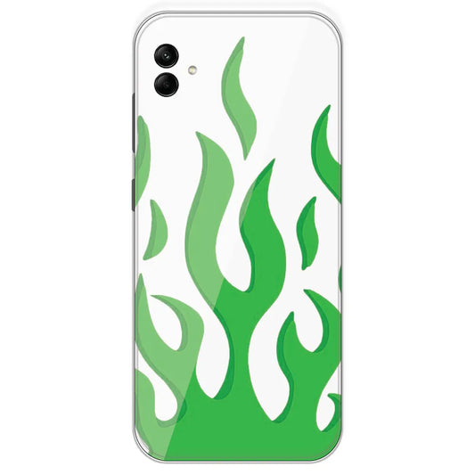 White Aesthetic Flame - Clear Printed Silicone Case For Samsung Galaxy A04