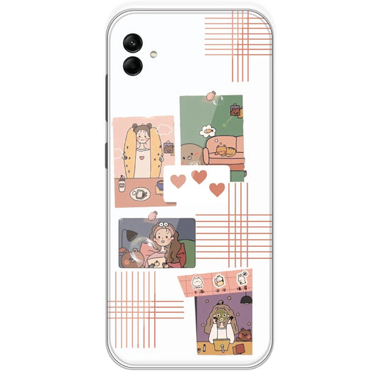 Cute Girl Collage - Clear Printed Silicone Case For Samsung Galaxy A04