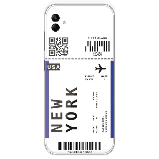 New York Ticket - Clear Printed Silicone Case For Samsung Galaxy A04