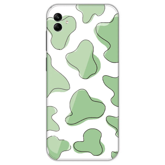 Green Cow Print - Clear Printed Silicone Case For Samsung Galaxy A04