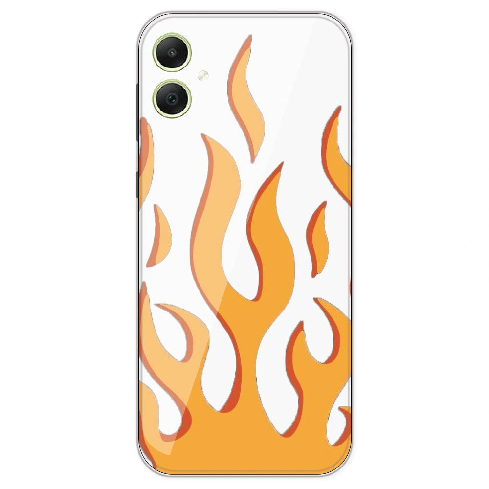 Orange Flames - Clear Printed Silicone Case For Samsung Galaxy A05