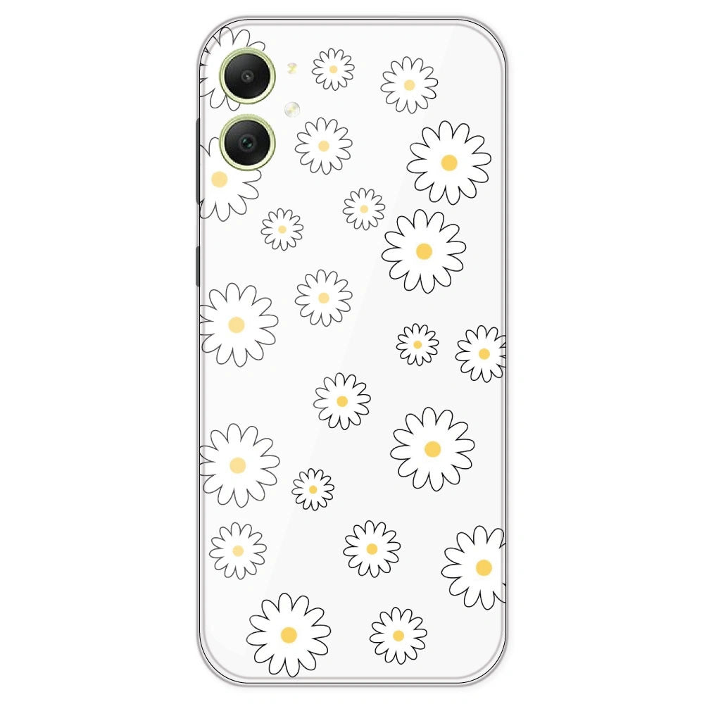 White Flowers - Clear Printed Silicone Case For Samsung Galaxy A05